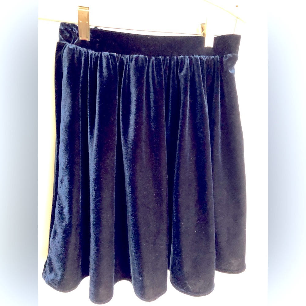 American Apparel Navy Blue Velvet Skater Skirt